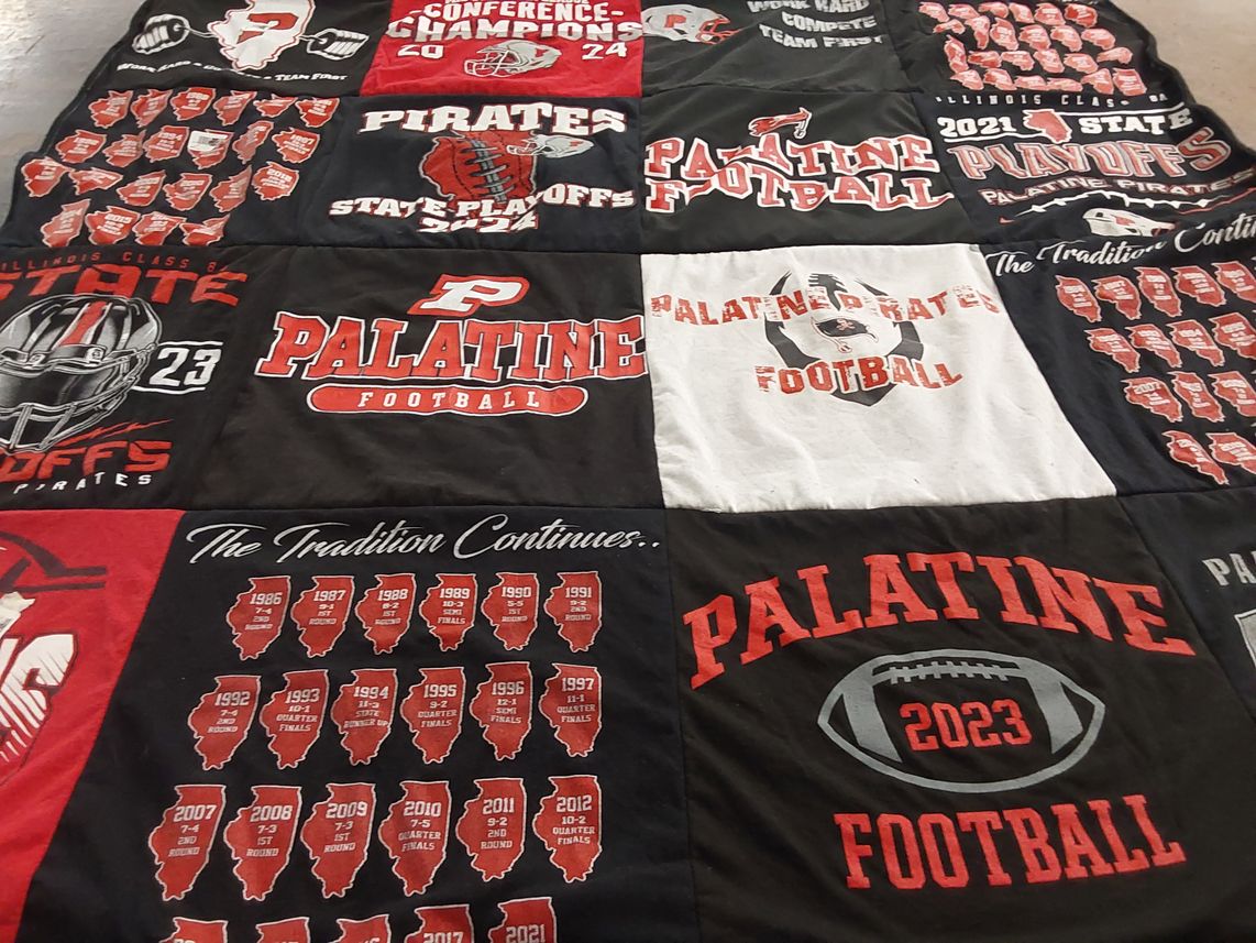T-shirt quilt featuring palatine high school football by Jennifer-Marie from IL