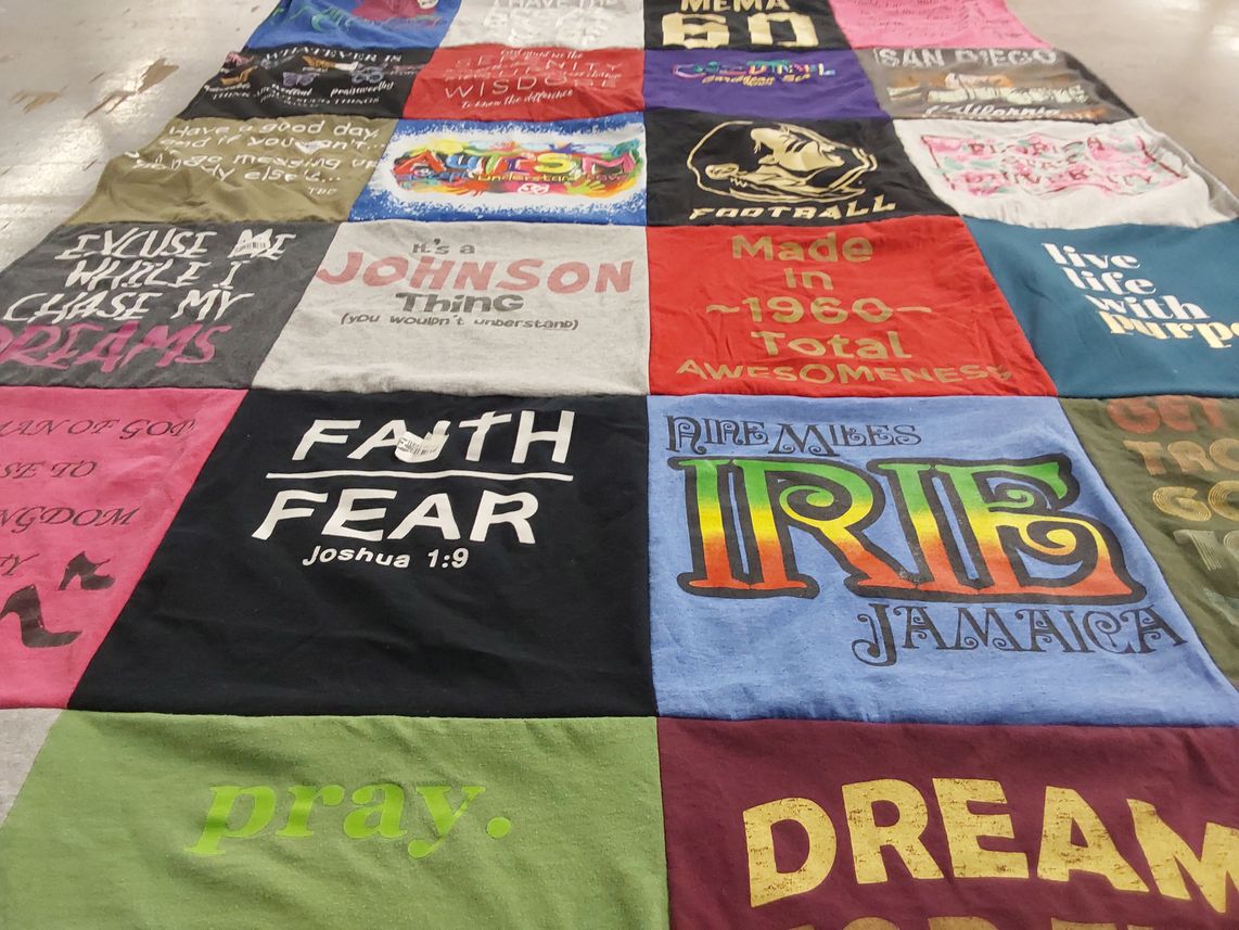 T-shirt quilt with faith, personal development themes by Vertral from FL