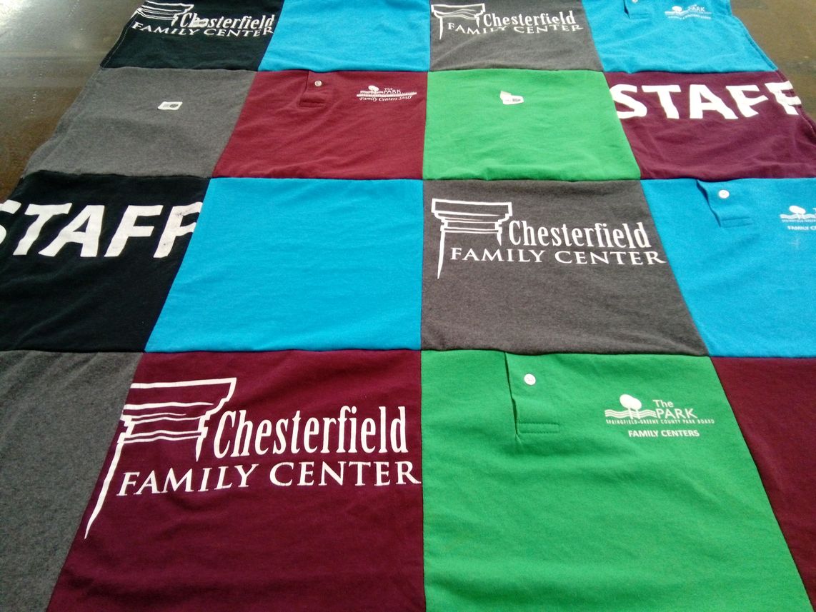 T-shirt quilt with community programs, recreation themes by Jamen from MO