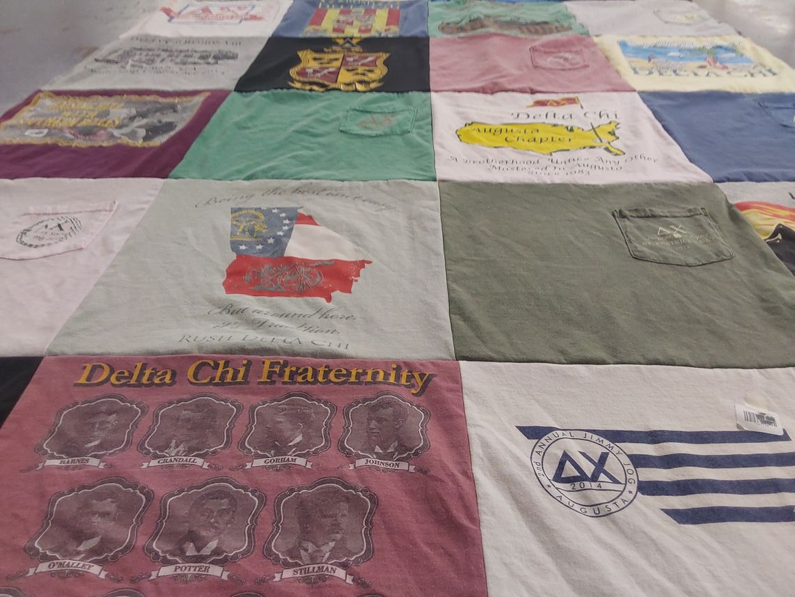 T-shirt quilt with fraternities, events themes by Jessica from SC