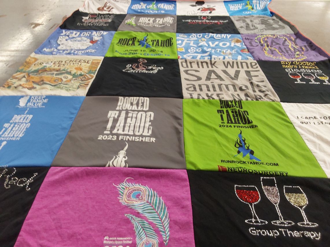 T-shirt quilt with fitness, running themes by JENNIFER from CA