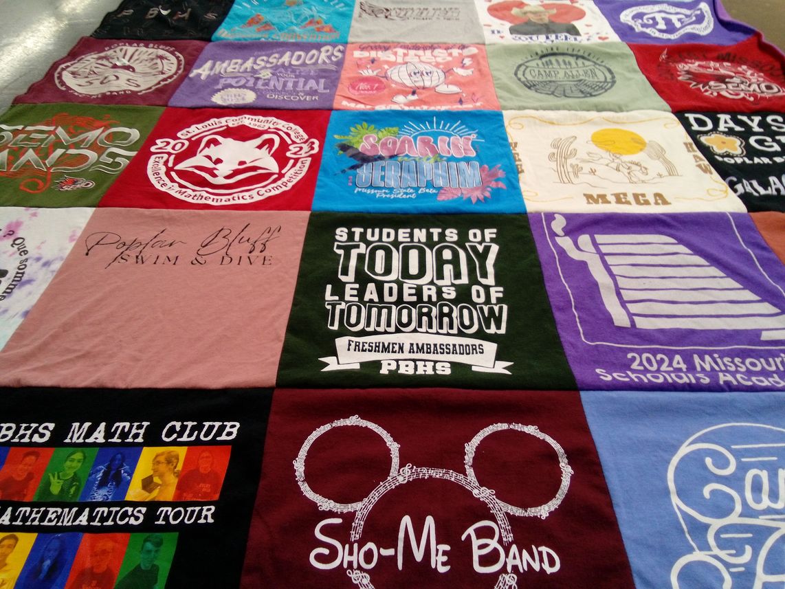 T-shirt quilt from poplar bluff high school by Jennifer from MO