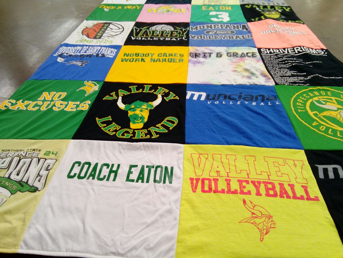 T-shirt quilt featuring munciana volleyball, valley volleyball by Trey from IN
