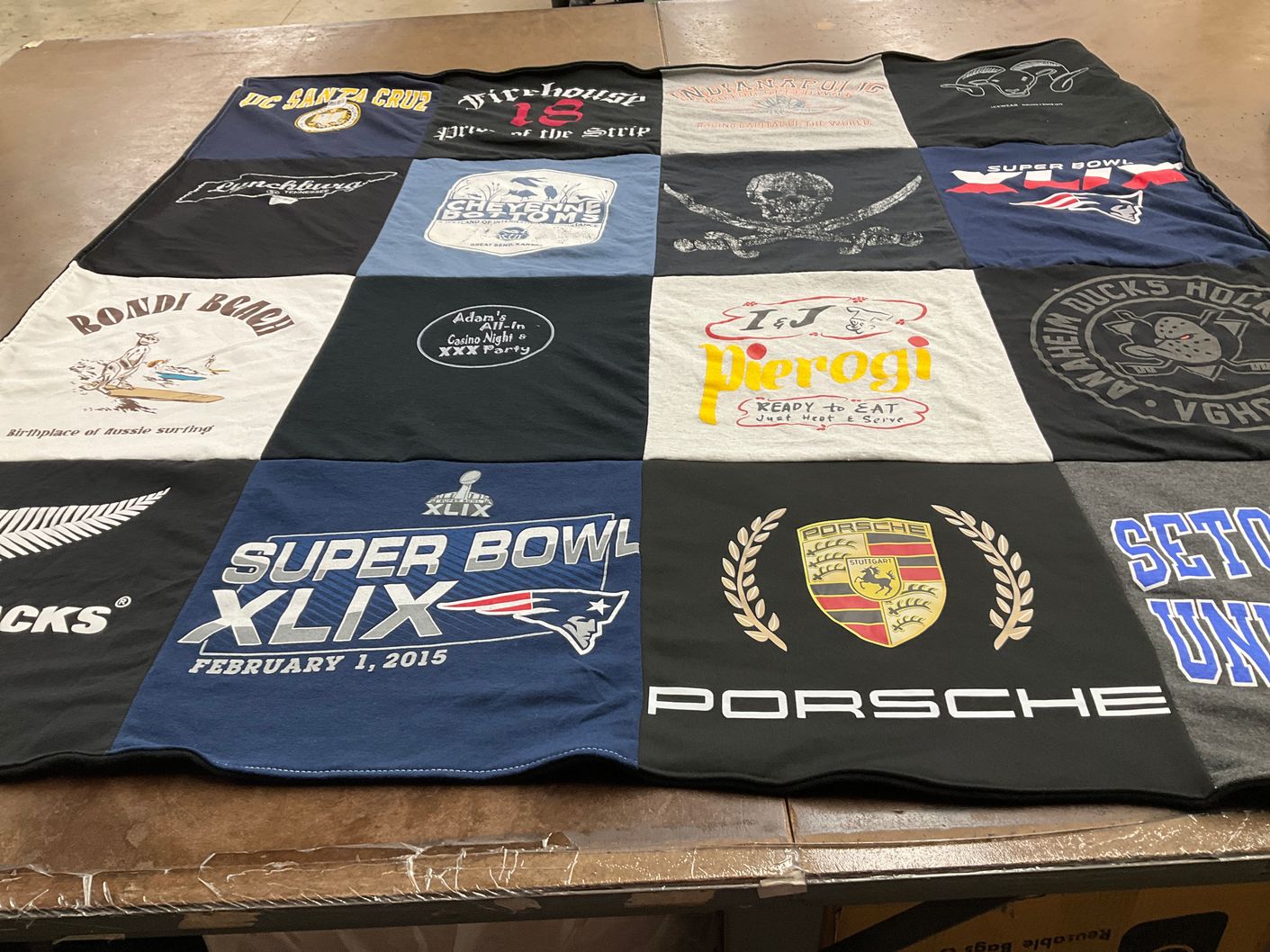 T-shirt quilt featuring new england patriots, oregon ducks hockey by James from CA