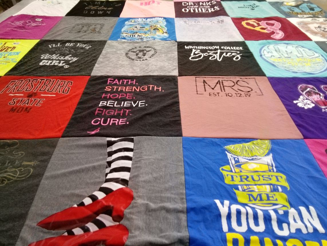 T-shirt quilt from frostburg state university, washington college by Wendy from MD
