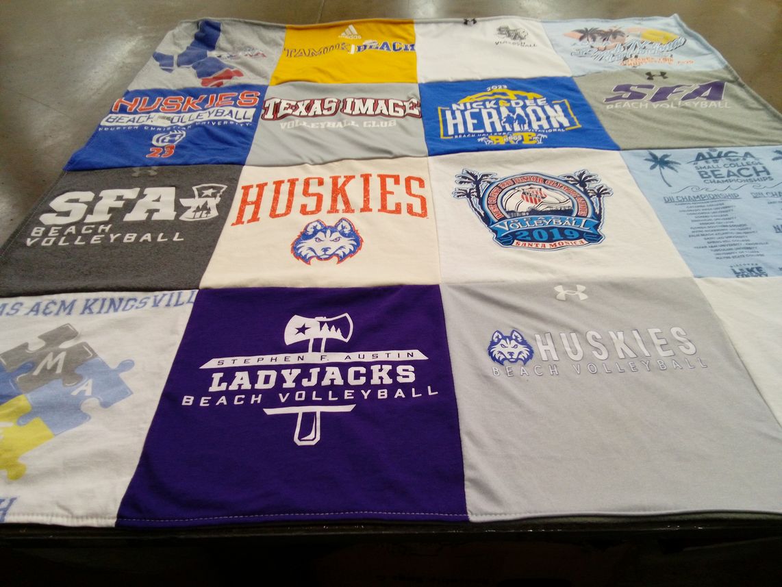 T-shirt quilt featuring huskies beach volleyball, ladyjacks beach volleyball by Delilah from TX