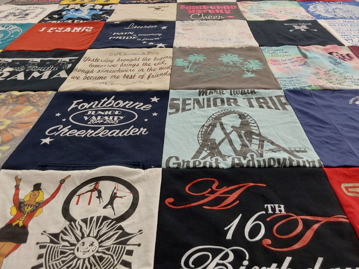 T-shirt quilt from fontbonne university by Regina from NY