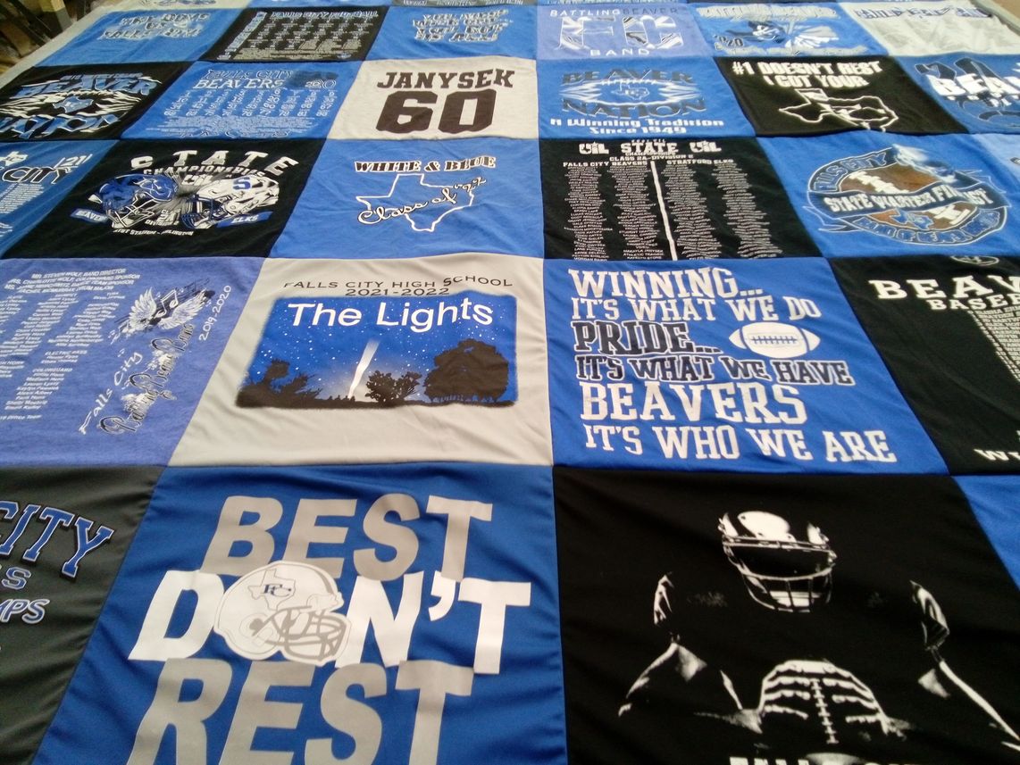 T-shirt quilt featuring falls city beavers by kristi from TX