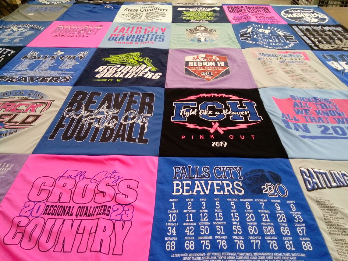T-shirt quilt featuring falls city high school beavers by kristi from TX
