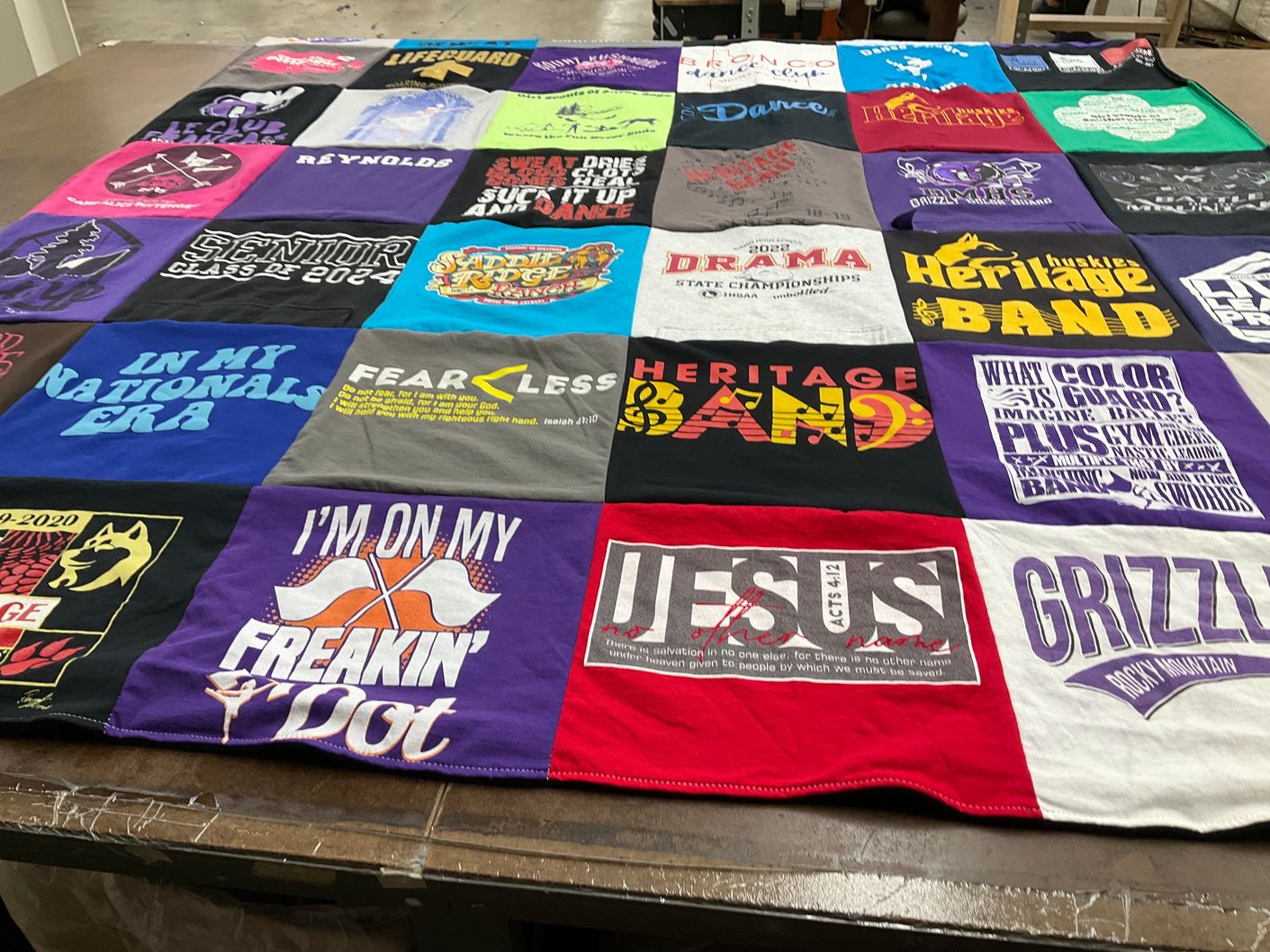 T-shirt quilt featuring heritage high school marching band by Gretchen from ID