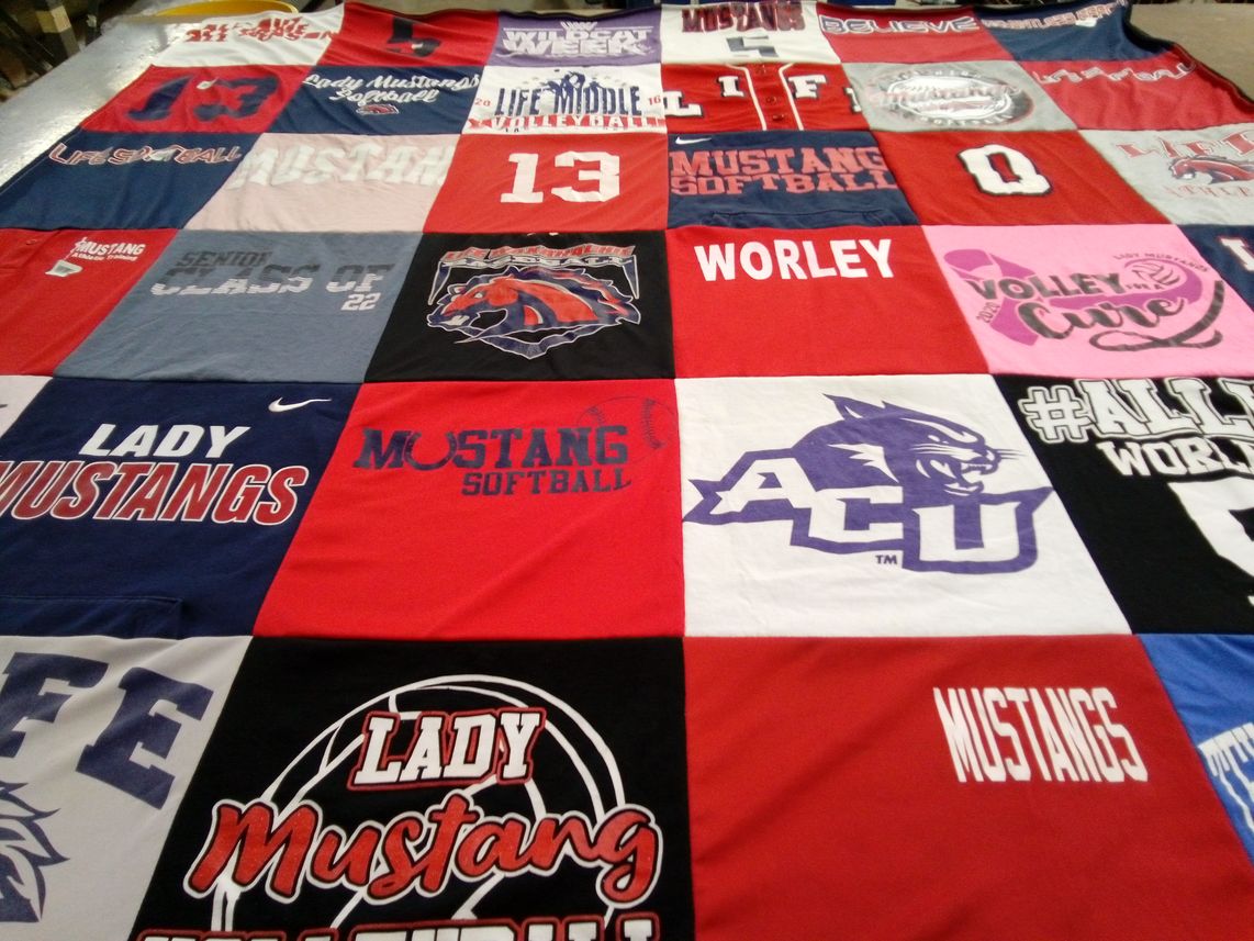 T-shirt quilt featuring mustangs by Charlene from TX