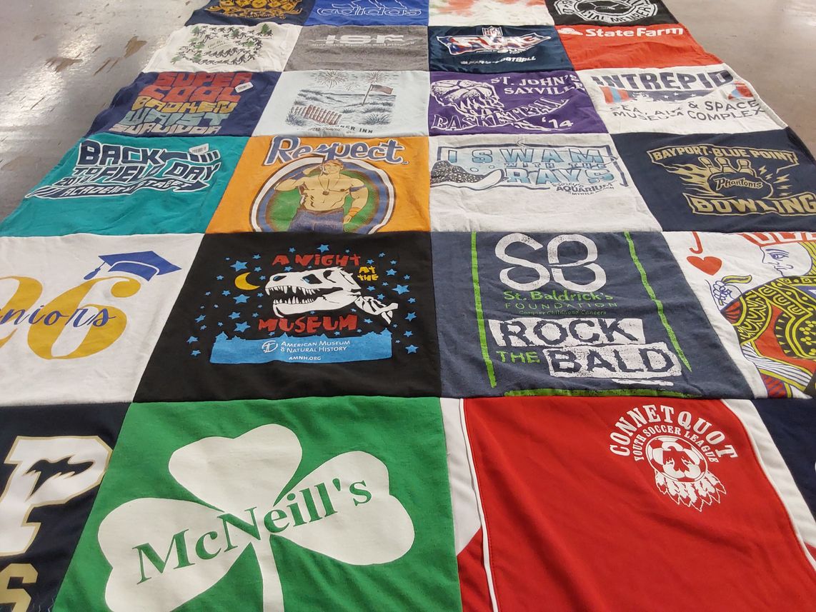 T-shirt quilt featuring connetquot high school by Denise from NY