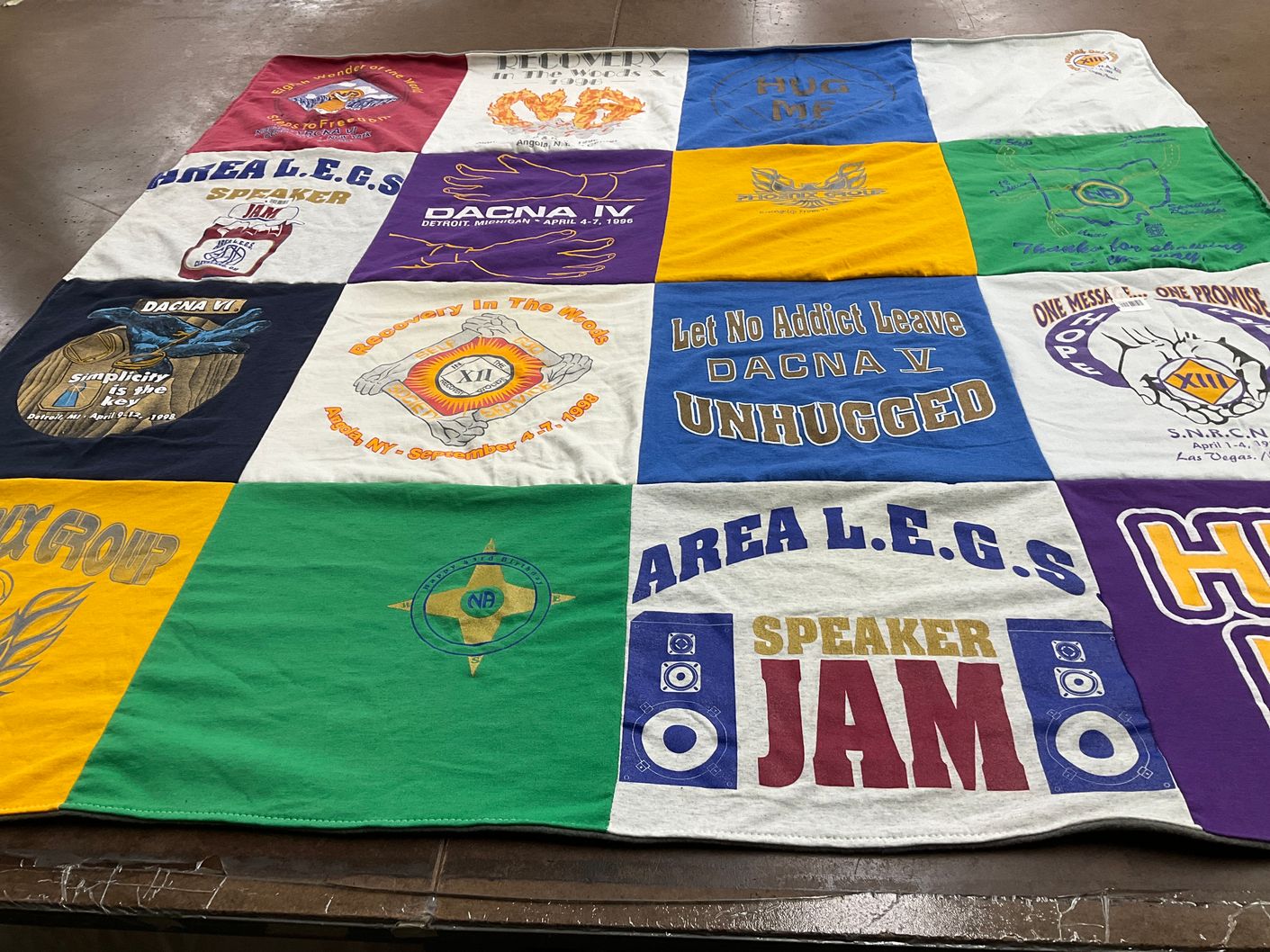 T-shirt quilt with recovery, support themes by Melvyn from NY