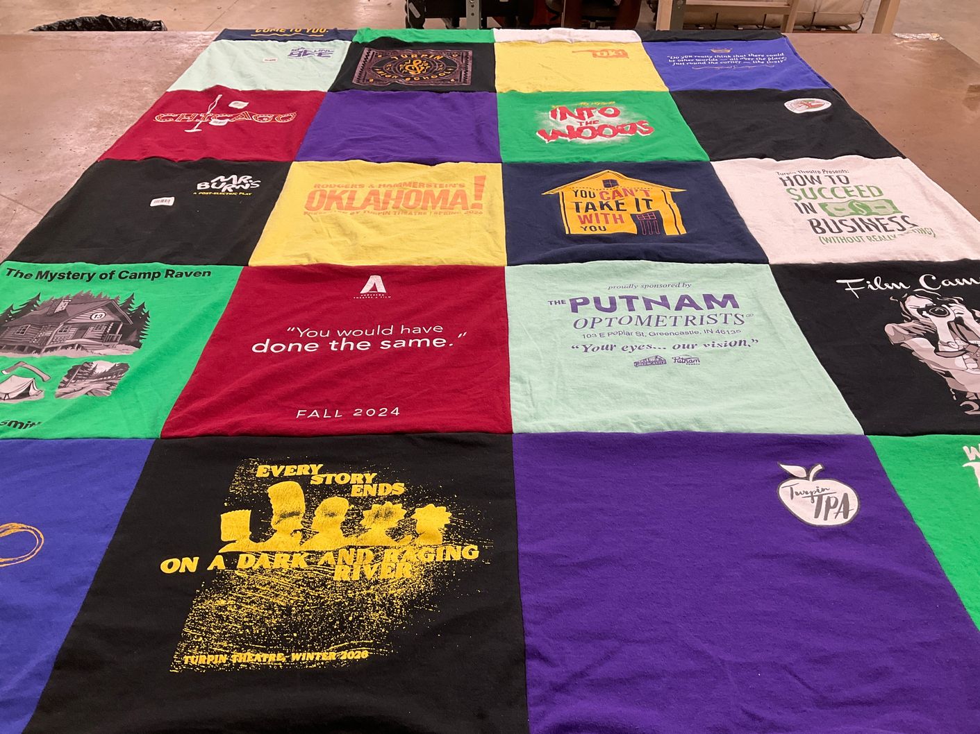 T-shirt quilt with theater, film themes by marie from OH