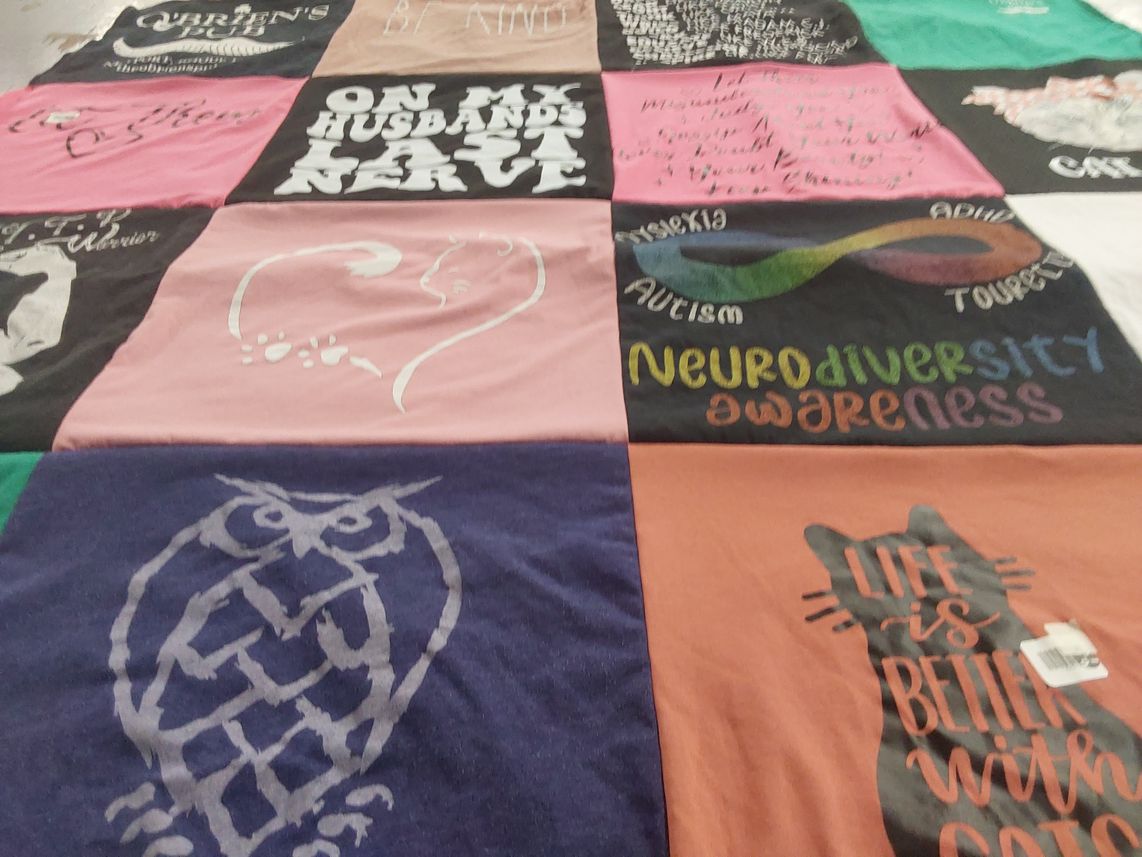 T-shirt quilt with autism, advocacy themes by Crystal from MA