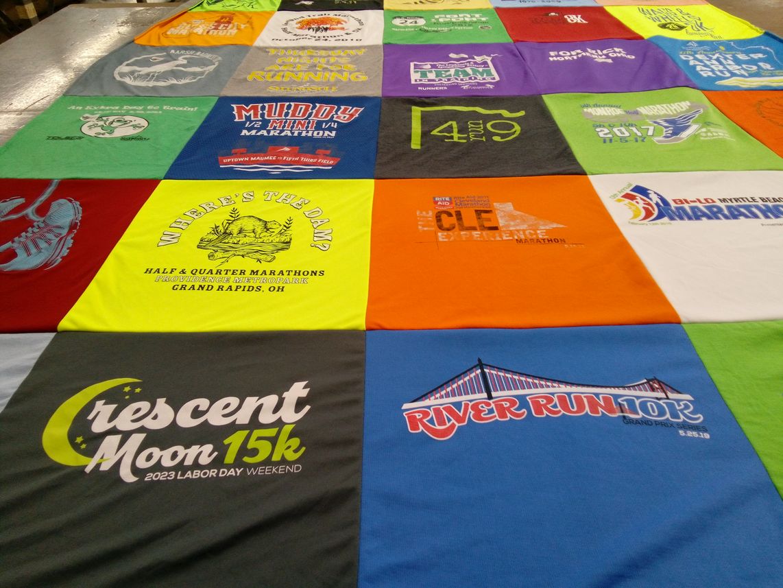 T-shirt quilt with running, marathons themes by Frank from OH