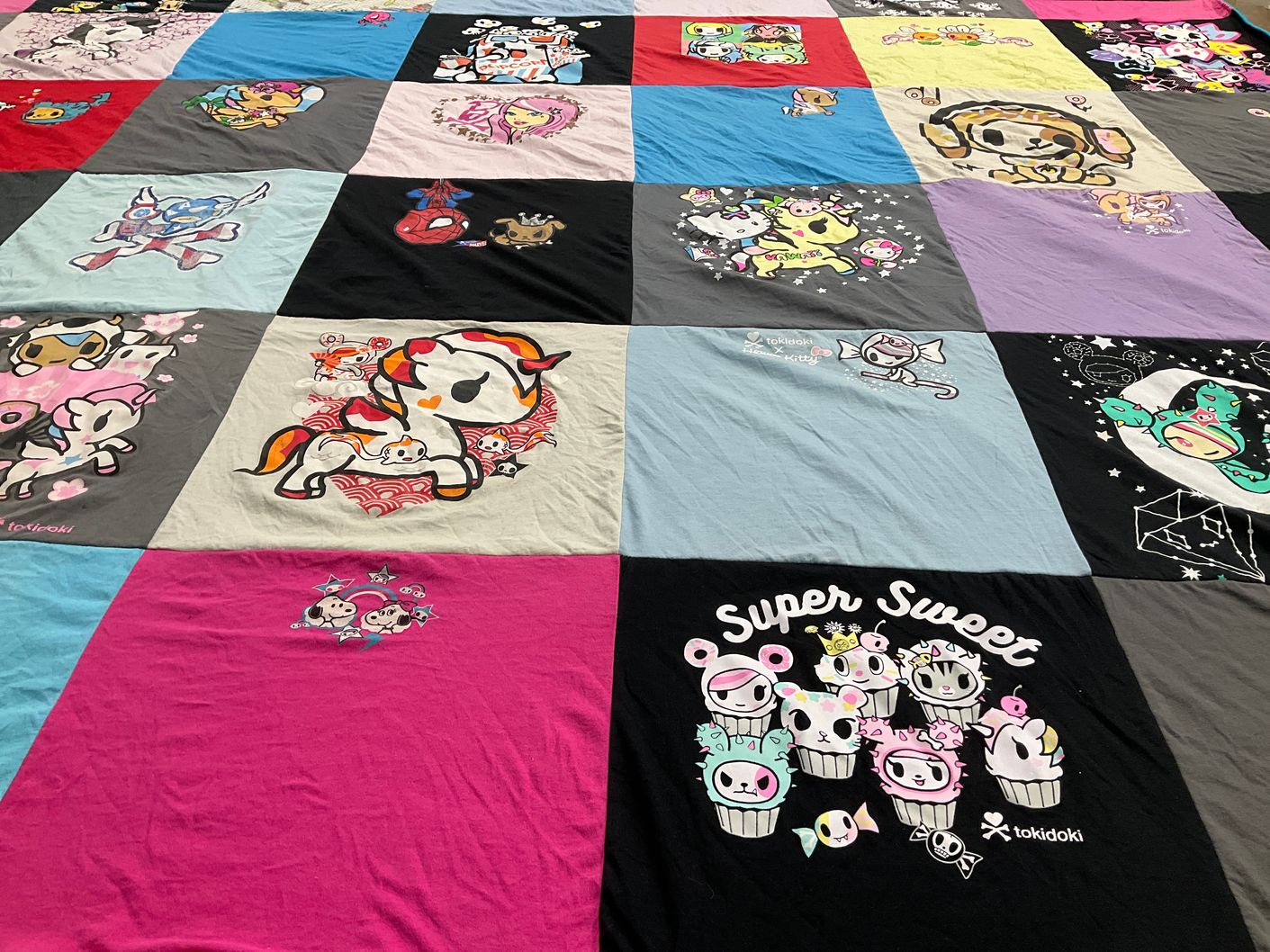 T-shirt quilt with cartoon, anime themes by Christen from HI