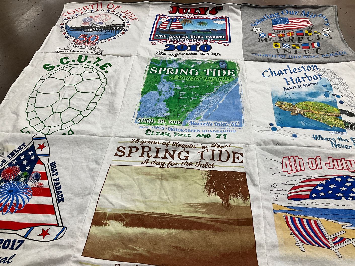 T-shirt quilt with boating, fishing themes by Patty from SC