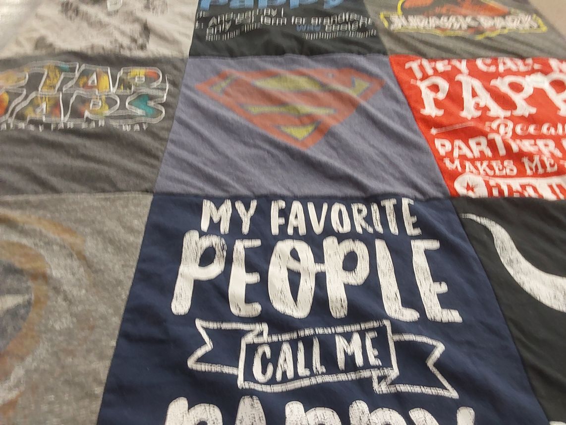 T-shirt quilt with movies, family themes by Julie from PA