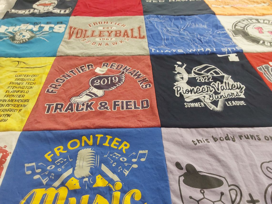 T-shirt quilt featuring frontier redhawks by Carey from DC