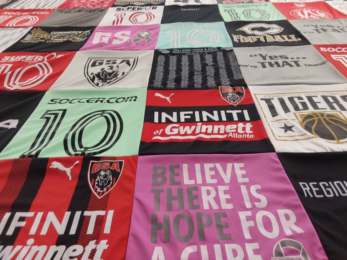T-shirt quilt featuring gsa soccer club, commando basketball by Joy from GA