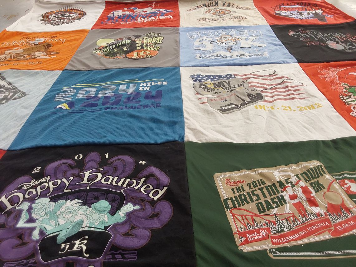 T-shirt quilt with running, disney themes by Jacqueline from VA