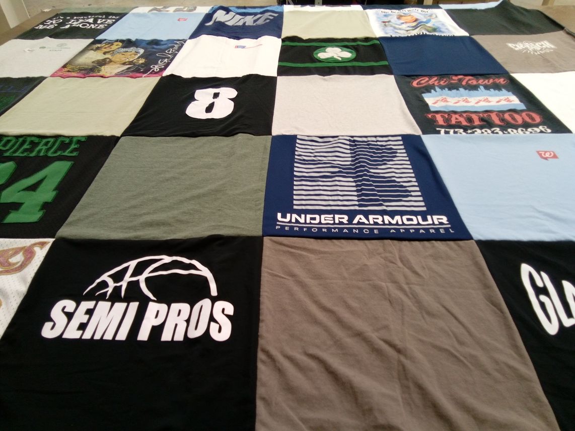 T-shirt quilt with basketball, tattoos themes by Nancy from IL