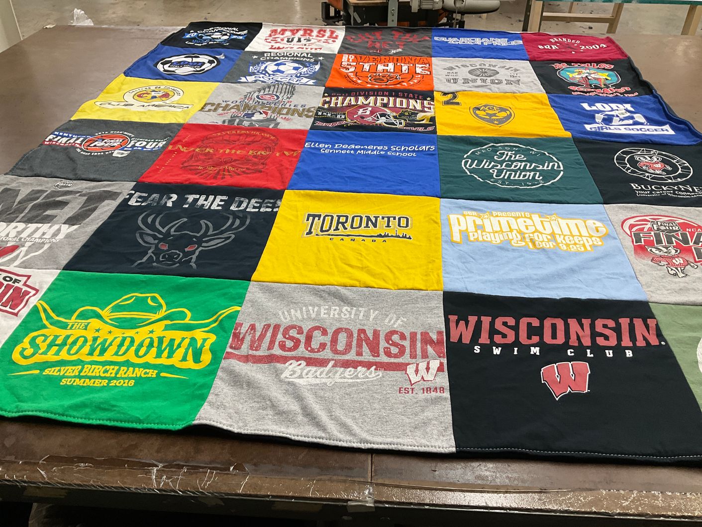 T-shirt quilt featuring wisconsin badgers by Jessica from IA