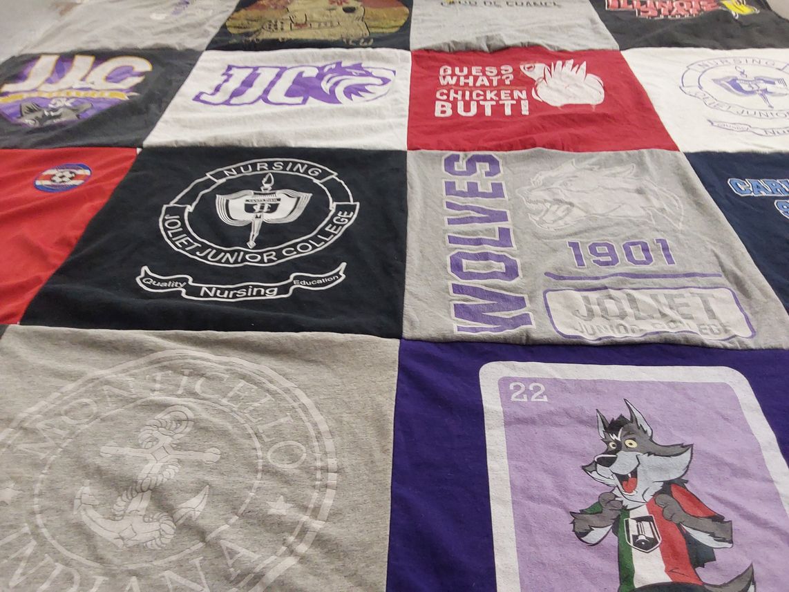 T-shirt quilt from joliet junior college by Lilliana from IL