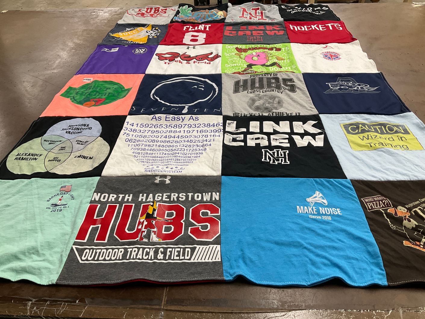 T-shirt quilt from north hagerstown high school by Shannon from MD