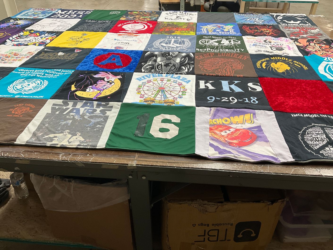 T-shirt quilt from camp middle school by Avery Seldin from NC