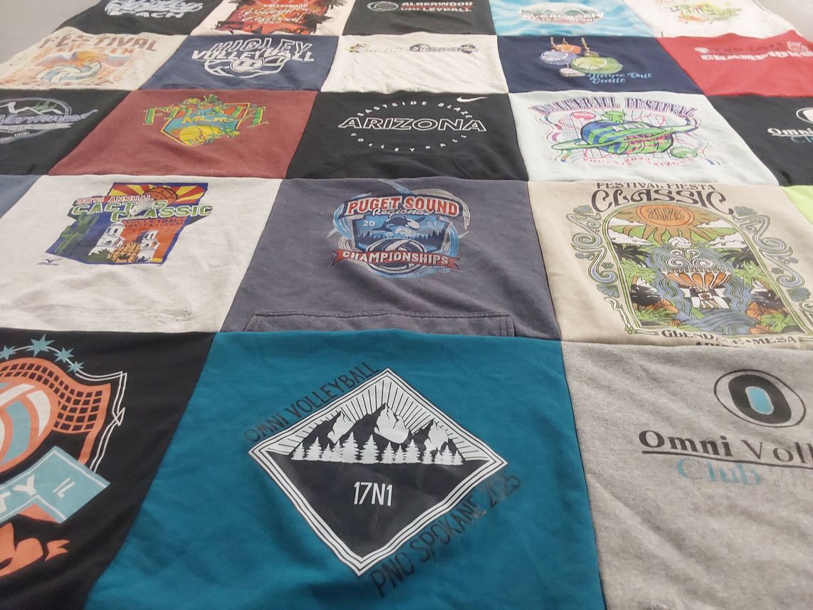 T-shirt quilt with volleyball, sports themes by Corey from AZ