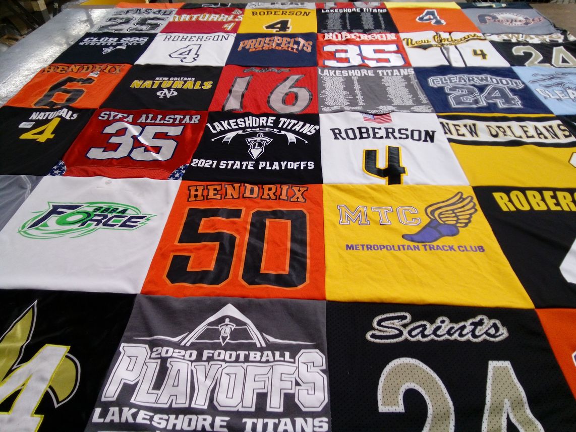 T-shirt quilt featuring lakeshore titans, naturals by Jeunay from LA