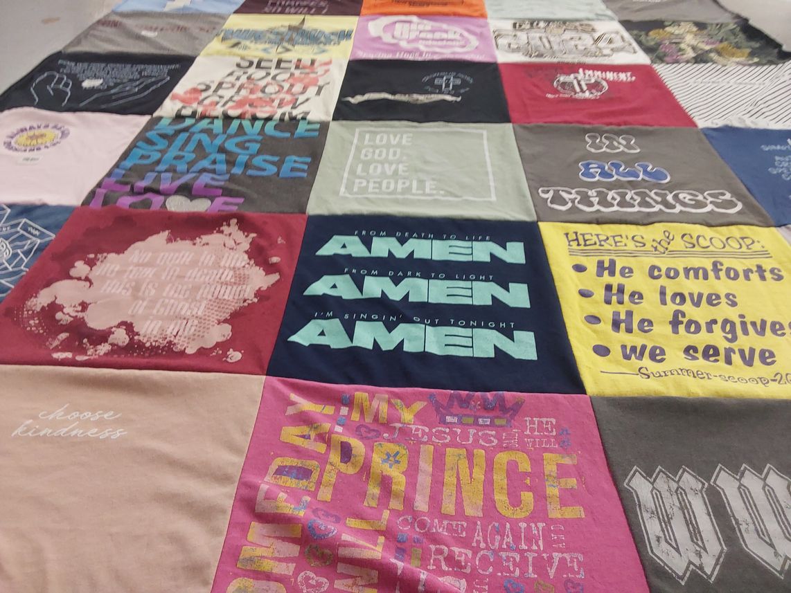 T-shirt quilt with faith, community service themes by Angela from IN
