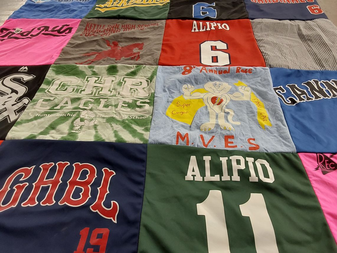 T-shirt quilt from c. hunter ritchie elementary school, kettle run high school by Mary from VA