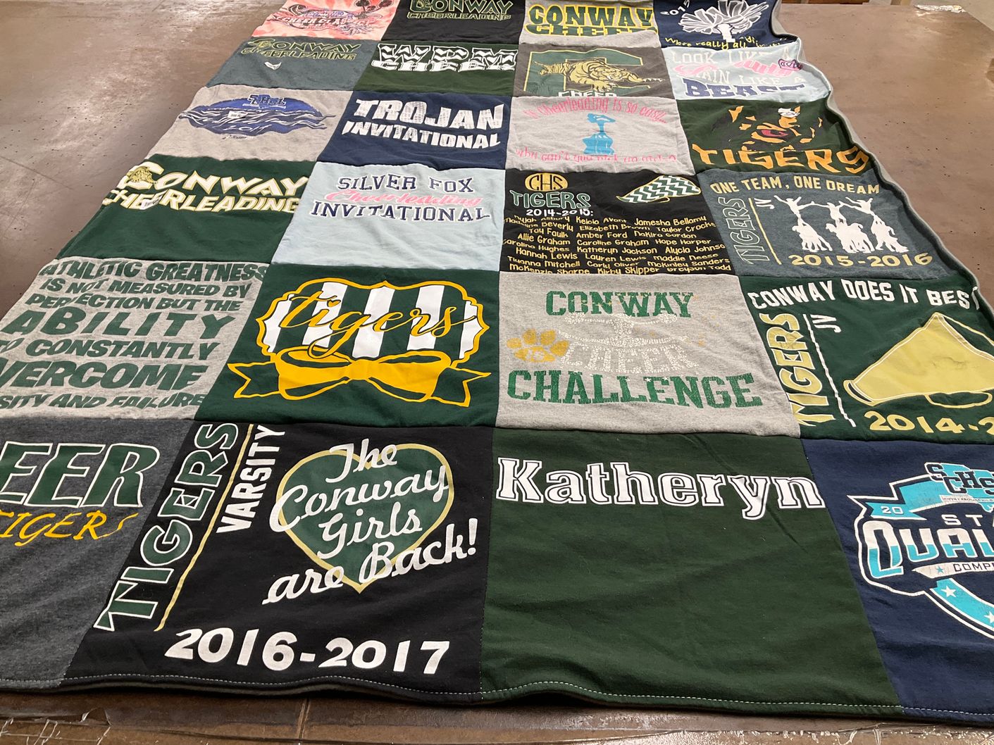 T-shirt quilt featuring conway tigers by Lucinda from SC