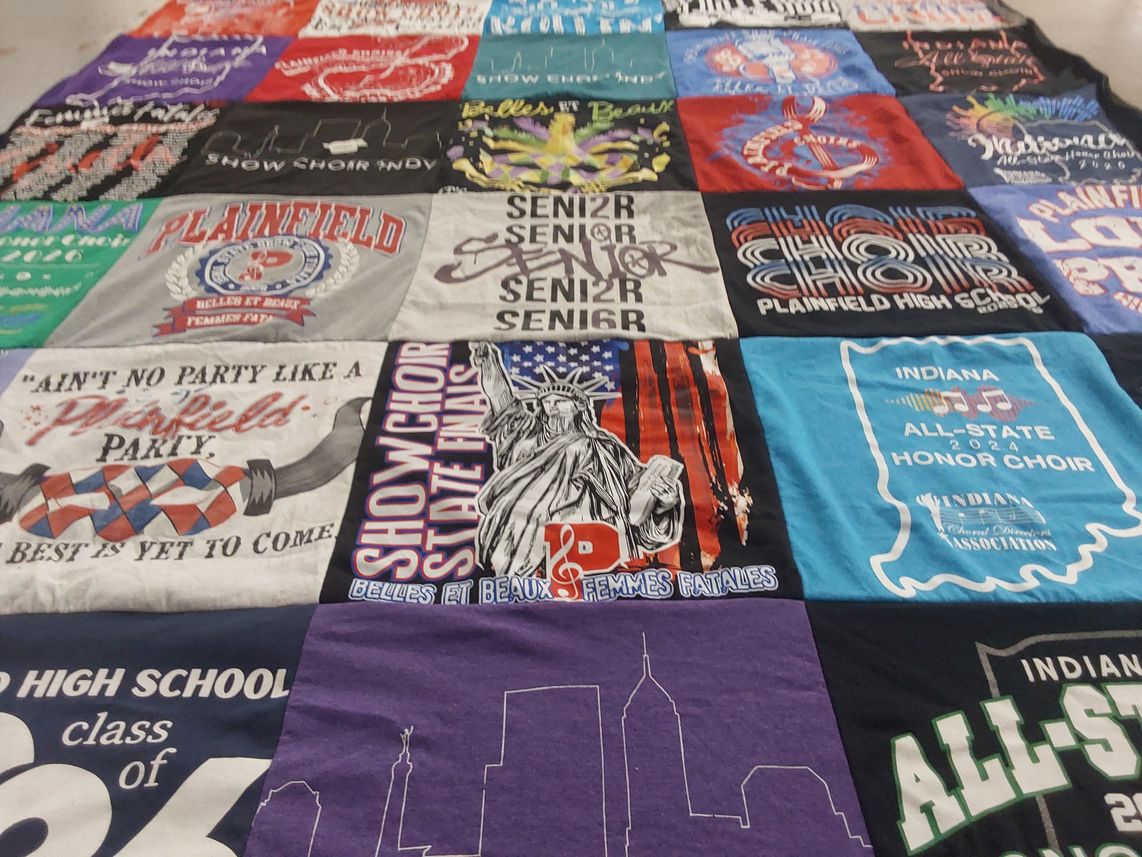 T-shirt quilt from plainfield high school by Elise from IN