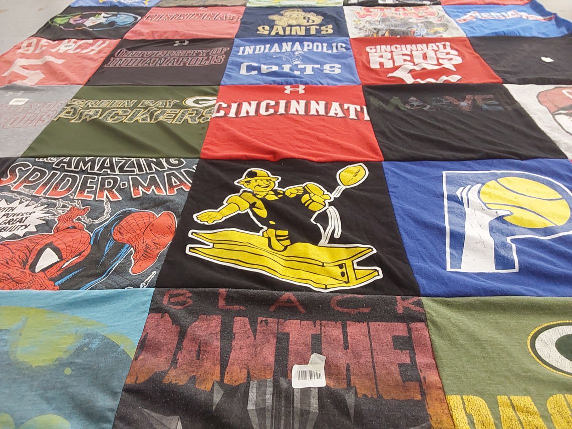 T-shirt quilt featuring green bay packers, cincinnati reds by Laura from IN