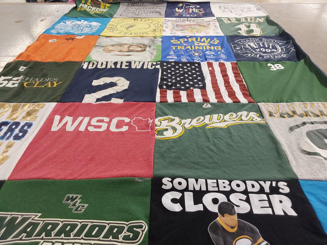 T-shirt quilt featuring milwaukee brewers, green bay packers by Kimberly from WI