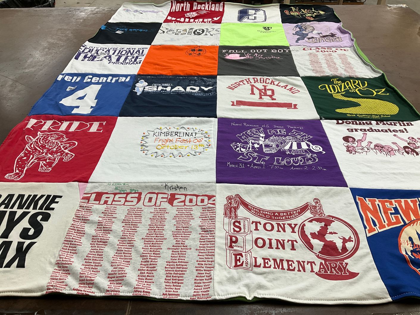 T-shirt quilt from north rockland high school, tappan zee high school by Kimberly from NY