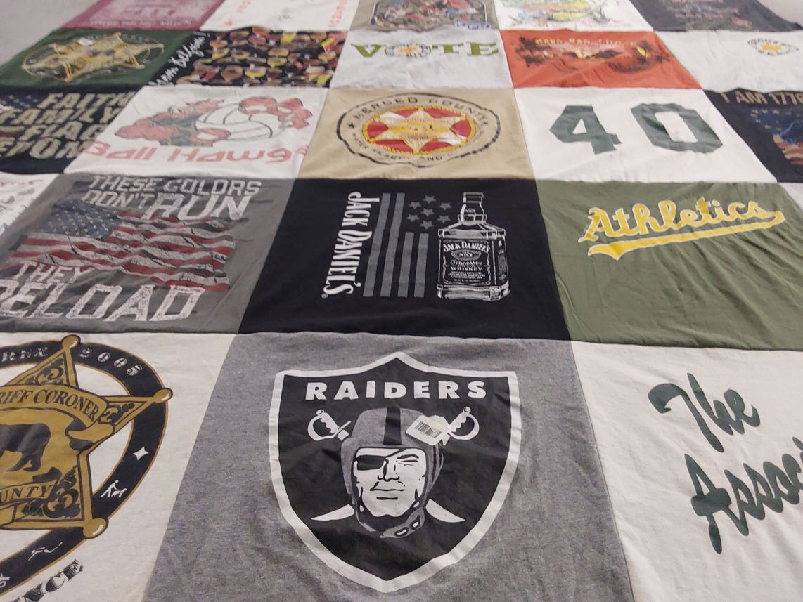 T-shirt quilt featuring oakland athletics, las vegas raiders by Tiffany from CA