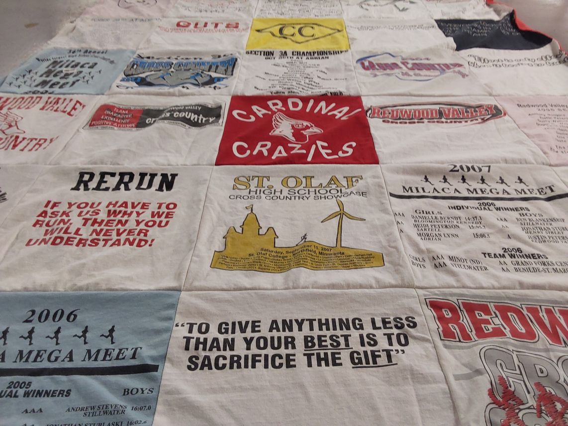 T-shirt quilt featuring redwood valley cross country by Candace from MN