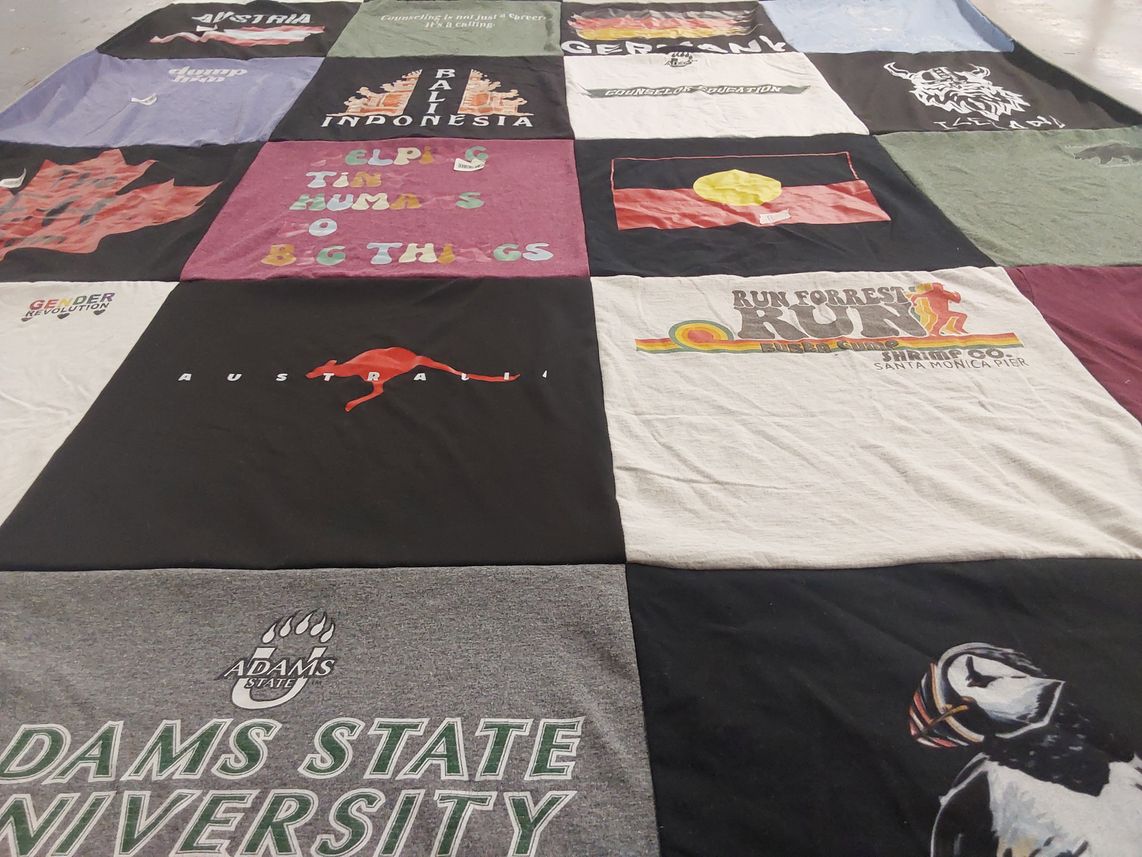 T-shirt quilt from adams state university by Melinda from WY