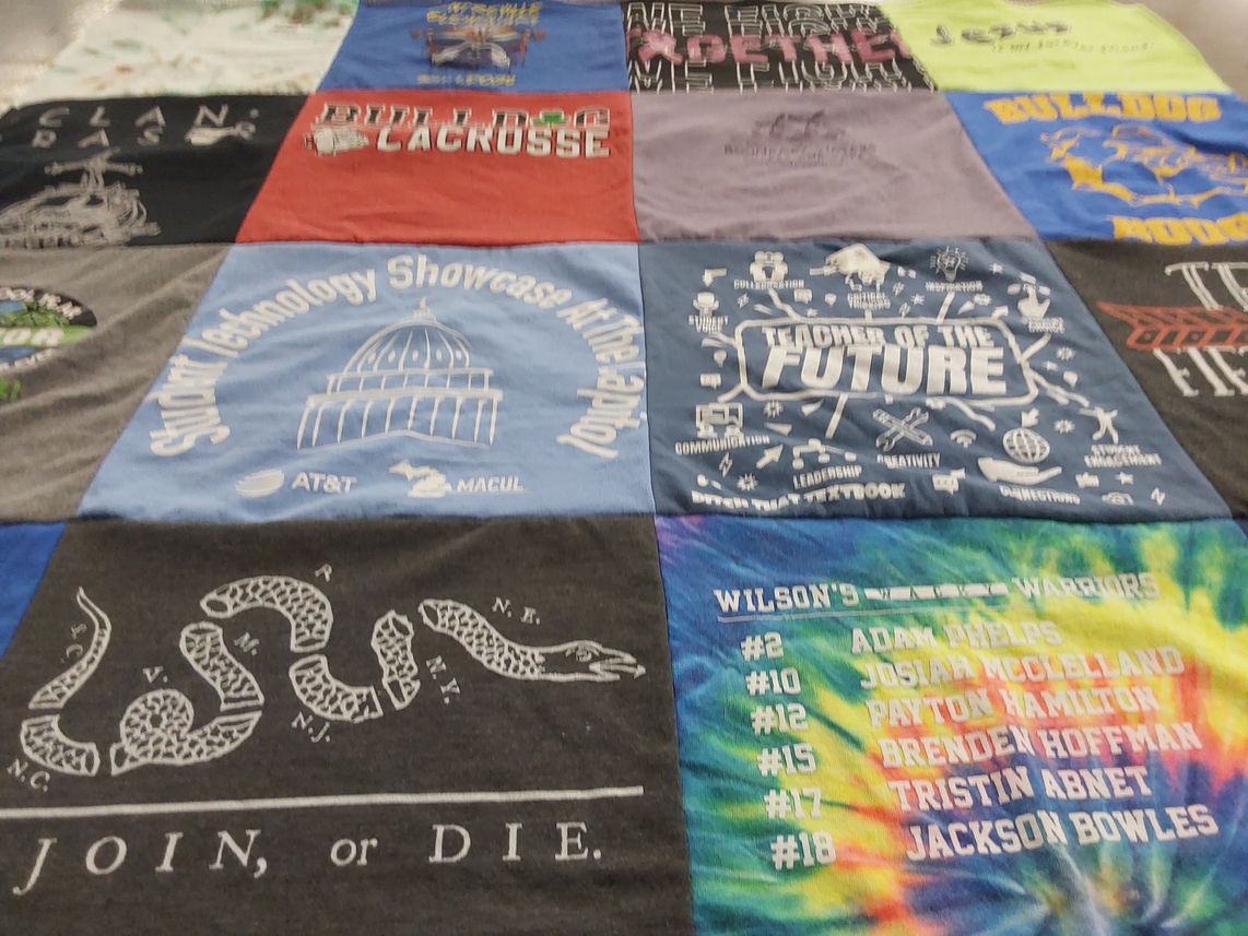 T-shirt quilt featuring wilson's warriors by Dawn from MI