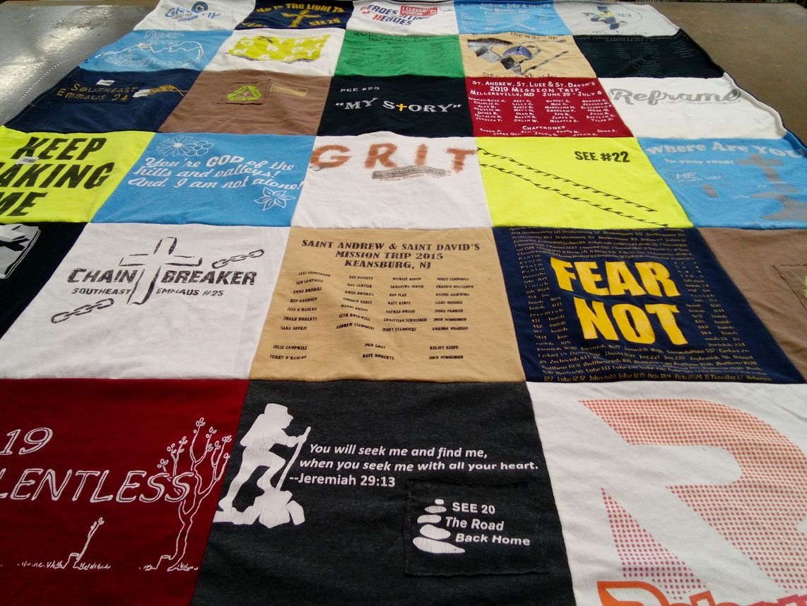 T-shirt quilt with faith, community themes by Ashley from CT