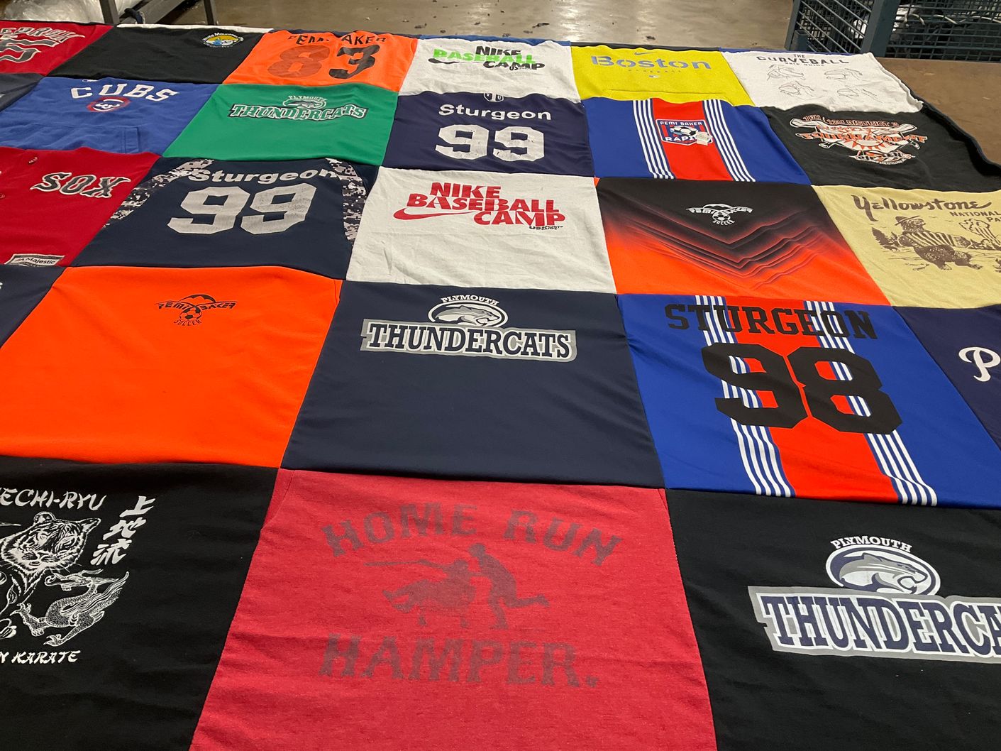 T-shirt quilt featuring plymouth thundercats by Abby from NH