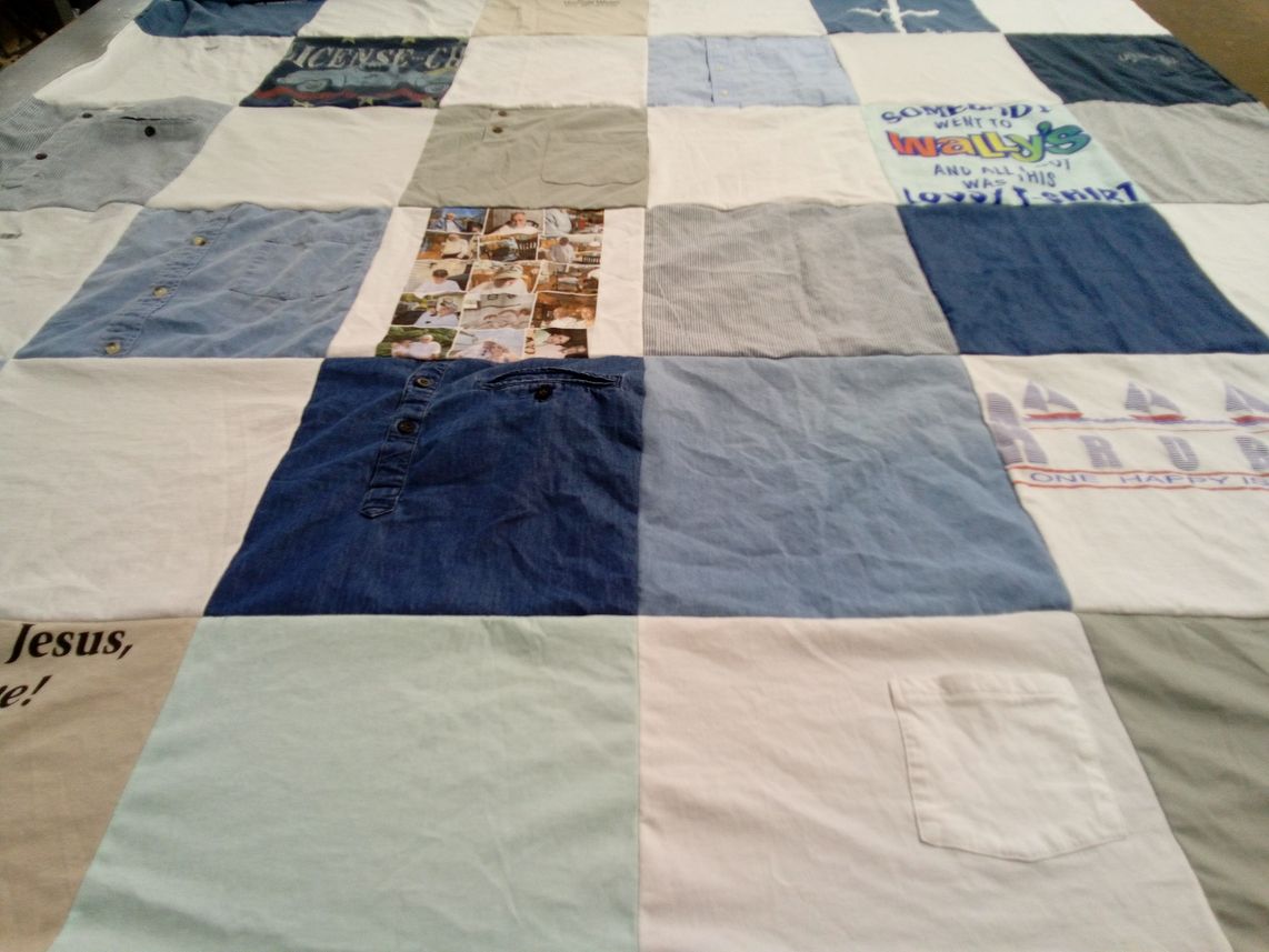 T-shirt quilt with family, memories themes by Donna from MO
