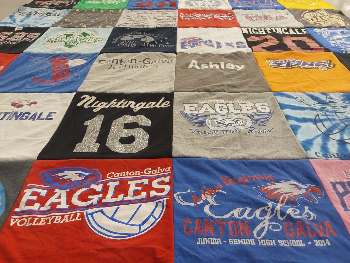 T-shirt quilt featuring canton-galva eagles by Cammie from KS