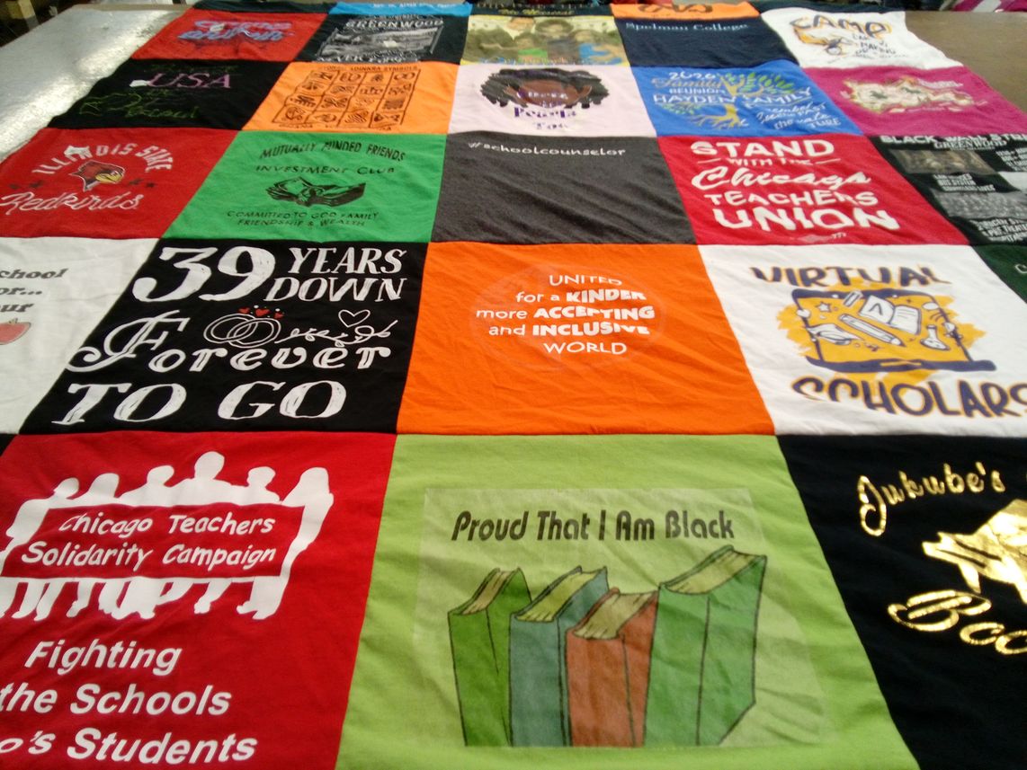 T-shirt quilt from sorbonne college, illinois state university by Delorse from IL