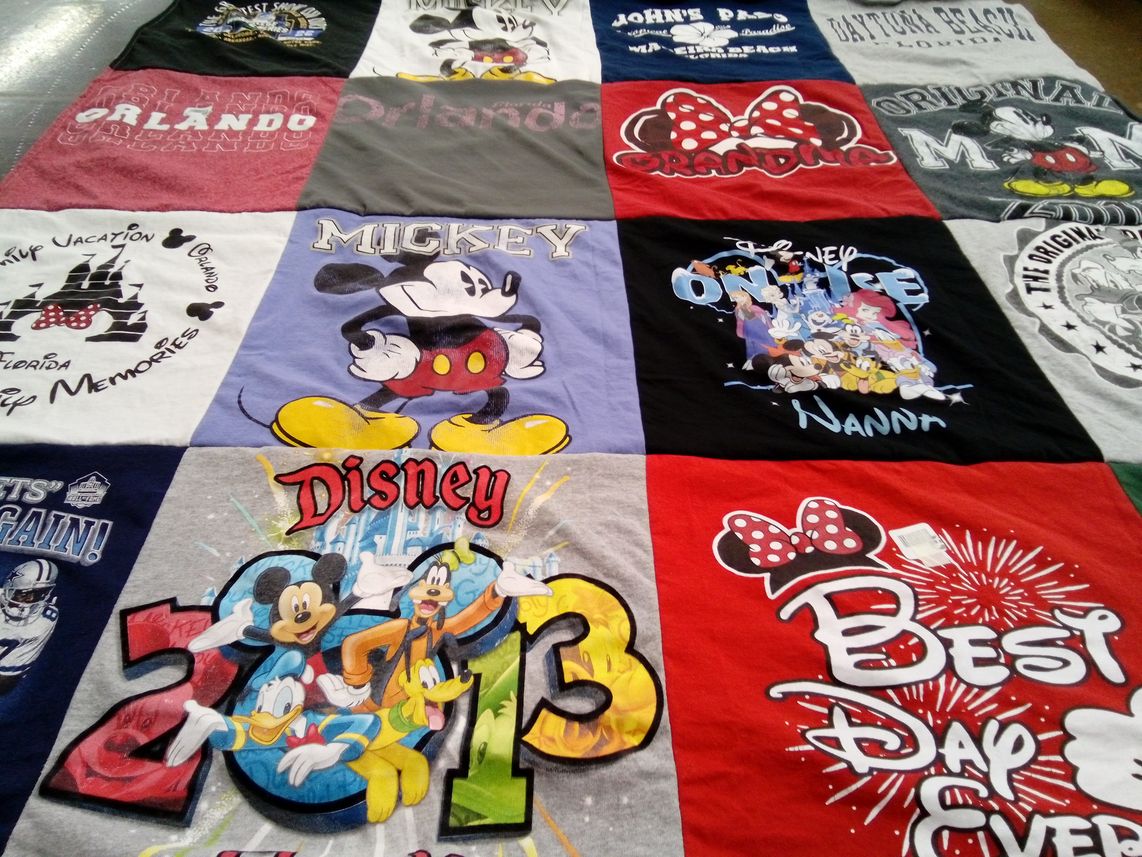 T-shirt quilt with disney, theme parks themes by Tammie from NE